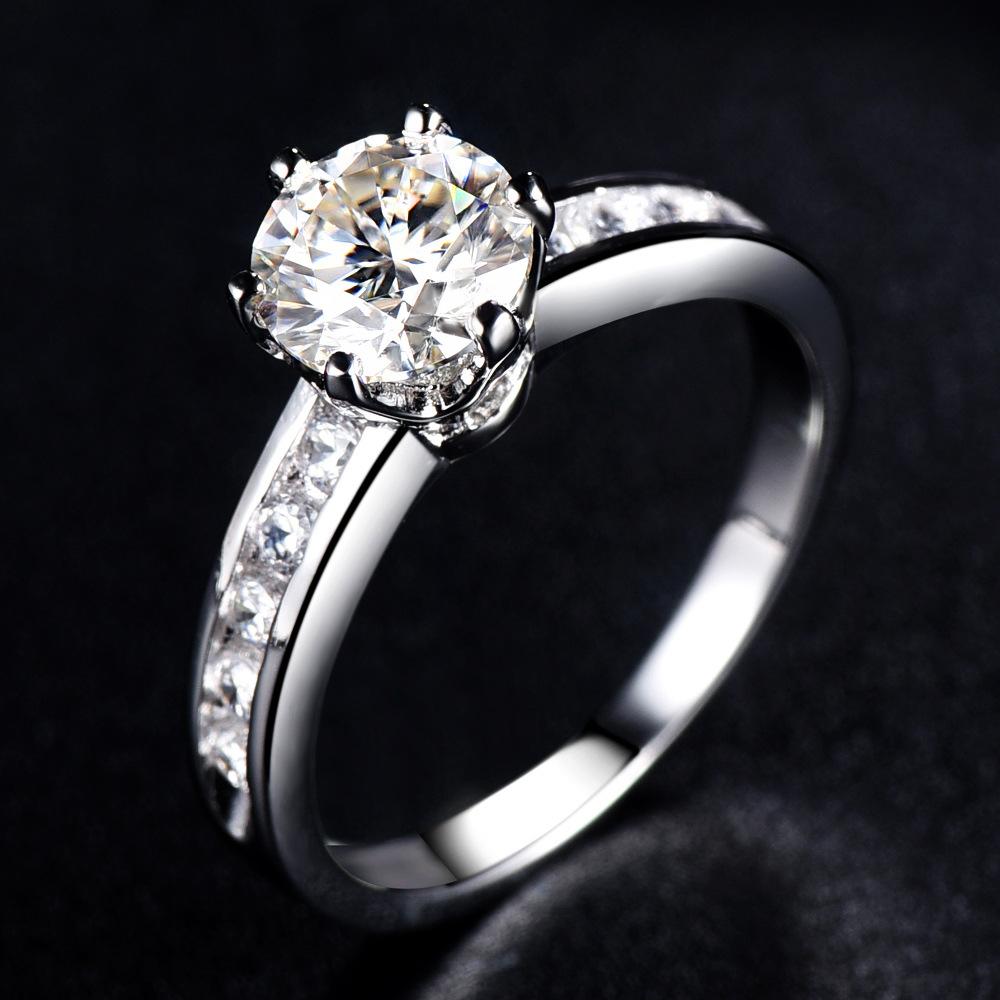Lindon Kvinner Klassisk 925 Sterling Sølv Moissanite Ring Dame Smykker Bryllupsløfte Party Gift