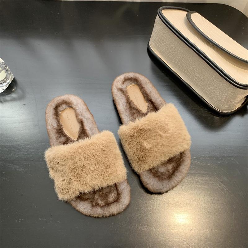 Podzimní a zimní plyšové pantofle Dámské módní teplé pantofle Domácí volnočasové plyšové pantofle