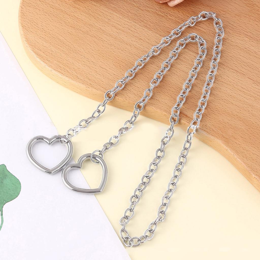 Women Heart Slip Chain Necklace Punk Rock Long Necklaces Adjustable Choker Fashionable Neckchain for Women and Girls