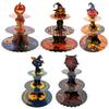 Halloween Themed Multi Tier Paper Dessert Stand For Spooky Party Tabletop Decoration And Sweet Treats Display