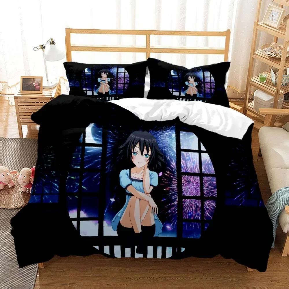 Comforter Steins Gate Digital Printed Polyester Bedding Set For Boys And Girls Three Piece Comfortable Soft Couple Gift Bedding Set