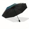 Floral Mandala Cat Wall Art Decor Umbrella, Portable 3-Fold Compact Umbrella for Men & Women R153