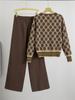 Women's Autumn Winter Knit Sweater and Wide-Leg Pants Set