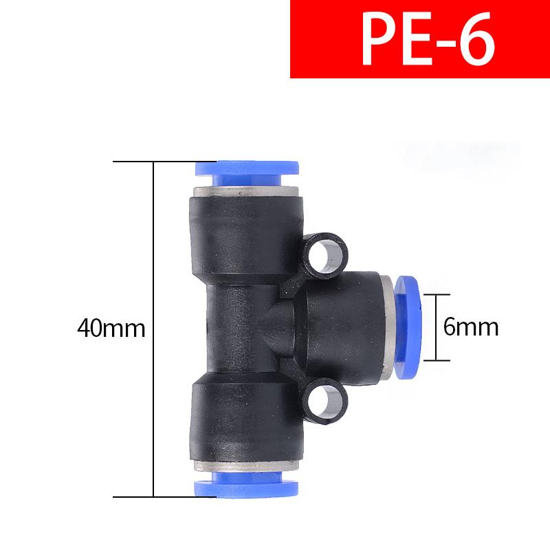 PE Air Connectors 4mm 6mm 8mm 10 12MM Pneumatic Fitting Quick Connect Slip Lock Tee 3Way Plastic Pipe Water Hose Tube Connector