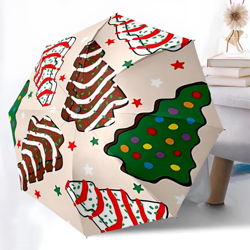 

1pc Christmas cookies Automatic Folding Umbrella - Portable Collapsible Design, 8-Rib Iron Frame yy251209107
