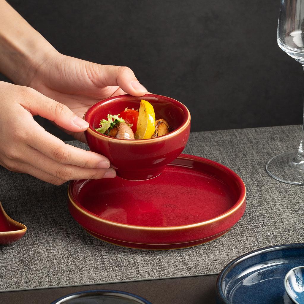 Hot Pot Restaurant, Tableware, High-End Hotel Table, Three-Piece Rice Bowl Dipping Bowl, Hotel Banquet Bone Spitting Plate