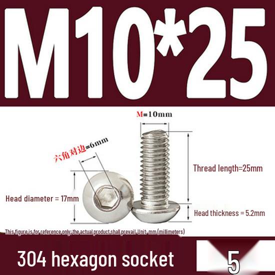 ISO7380 Stainless Steel Hex Drive Dome Head Screws - M2 to M16