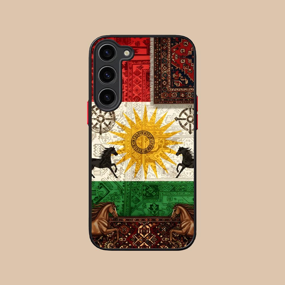 Silikonový kryt na mobilní telefon s vlajkou Kurdistánu pro Samsung Galaxy S26 S25 S24 S23 S22 S21 Plus FE Ultra Barevný kryt
