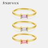 ANDYWEN 925 Sterling Silver 1.5mm Rainbow Ring Women 2023 Luxury Colorful Zircon CZ Jewelry