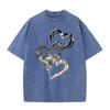 Y2K Punk 3D Chrome Heart Print Vintage Distressed Washed Tee Rivet Detail Loose Fit Short Sleeve T Shirts