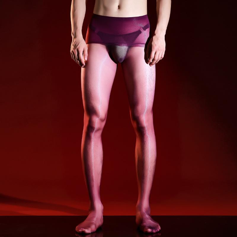 Xiyue "Gentleman" 3D Aurora Pánské Ultra-tenké Punčochové kalhoty Punčochové kalhoty Sexy Hladké Černé Hedvábné Olejové Hedvábné Hladké Olejové