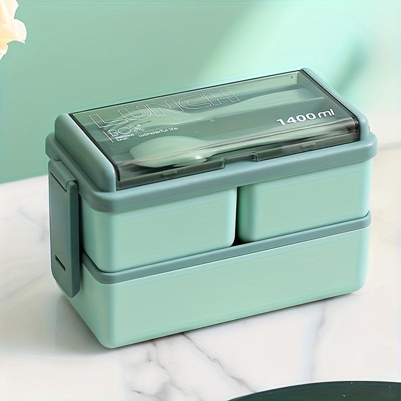 

1pc Bento Boxes, Portable Double-layer Lunch Box With Cutlery And Lid, Reusable Food Storage Container, For Students, Travelers And Office Workers One Size зелёный