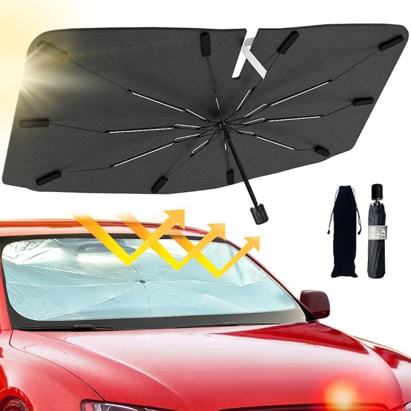 2025 Windshield Sun Shade Umbrella, Foldable Car Umbrella Sunshade With UV Block Car Front Window (Heat Ulation Protection) For Auto Windshield