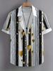 Men'S Hawaiian Sports Casual Shirt, Perfect for Vacation At The Beach, Featuring Black And White Stripes with Heart-Shaped Digital Print Patterns