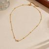 Gold Plated Bow Pendant Necklace with Beaded Chain Delicate Cubic Zirconia Choker