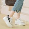 High Quality 8cm Women Chunky Sneakers New Fashion Autumn Spring Shoes Cloth Pigskin Casual Platform Wedge Pumps Genuine Leather
