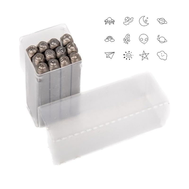 

Fashionable Multiple Shaped Sturdy Steel Stamp Set 12 Pieces 3MM Steel Accessory for Jewelry Making and Leather Projects 1