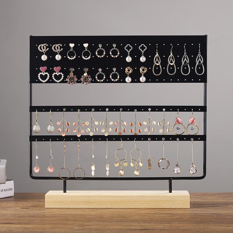 3 Tiers Earring Holder Jewelry Display Organizer Pendants Bracelets Jewelry Holder With Wooden Base Earrings Storage Rack