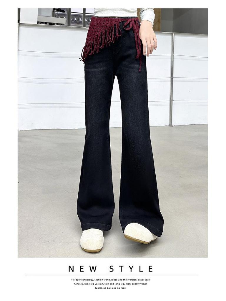 Girls' Black Slim Flared Jeans - Spring/Autumn 2025 Collection