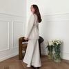  European and American Amazon women's new V-neck long-sleeved lace-up waist suit jacket high waist long skirt set