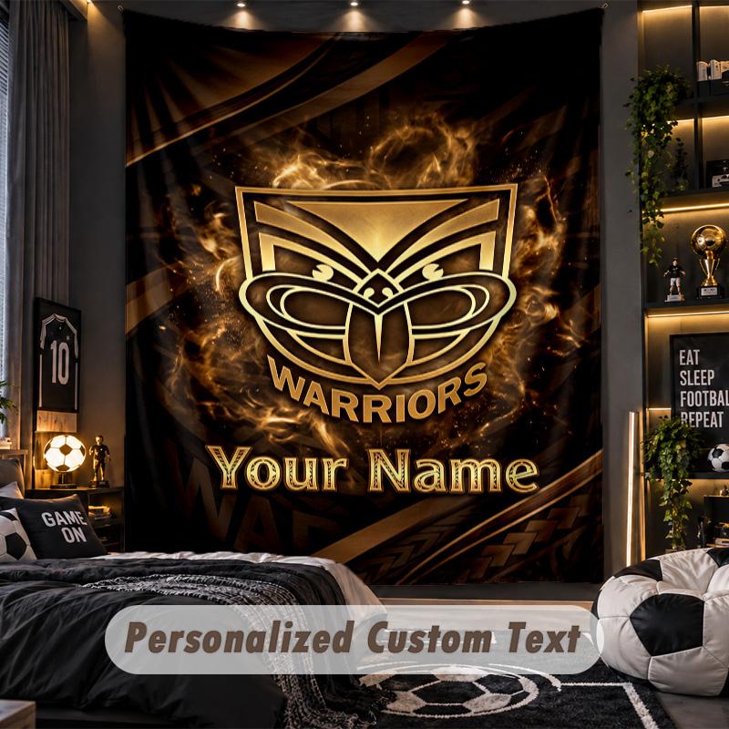TapestryWigan Warriors Custom Name Text Personalized Wall Hanging Tapestry Home Wall Decor