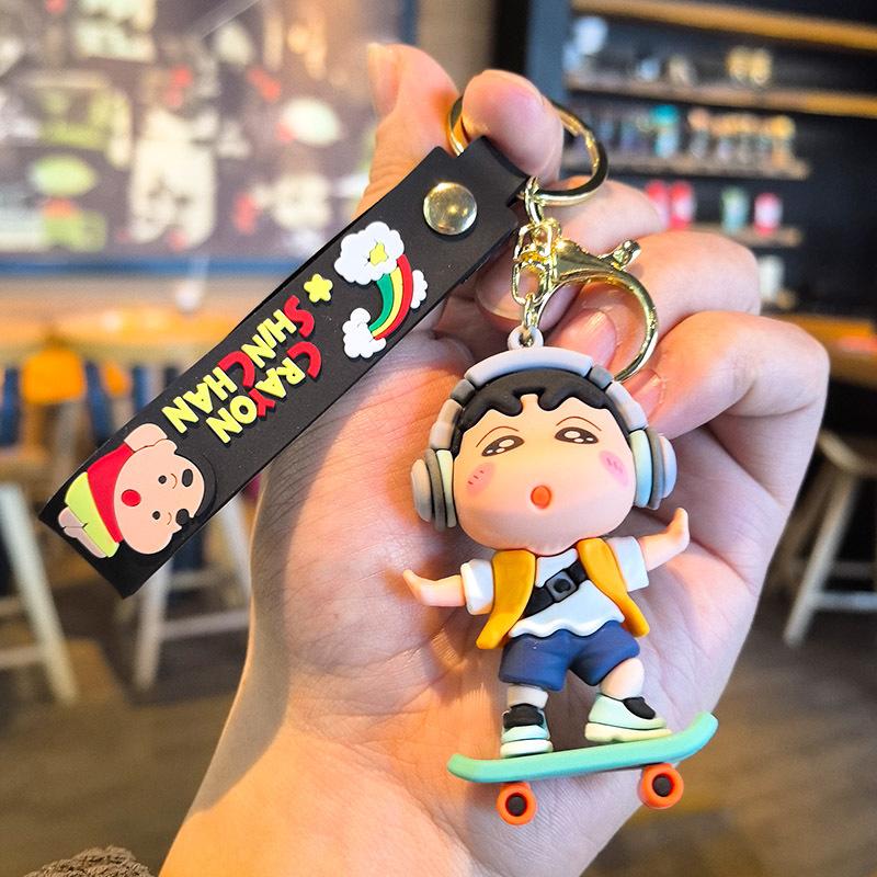 New Crayon Shin-Chan Keychain Anime Figures Colorful Series Surfing Cartoon Car Key Chain Kids Toys Fans Gift Ornament