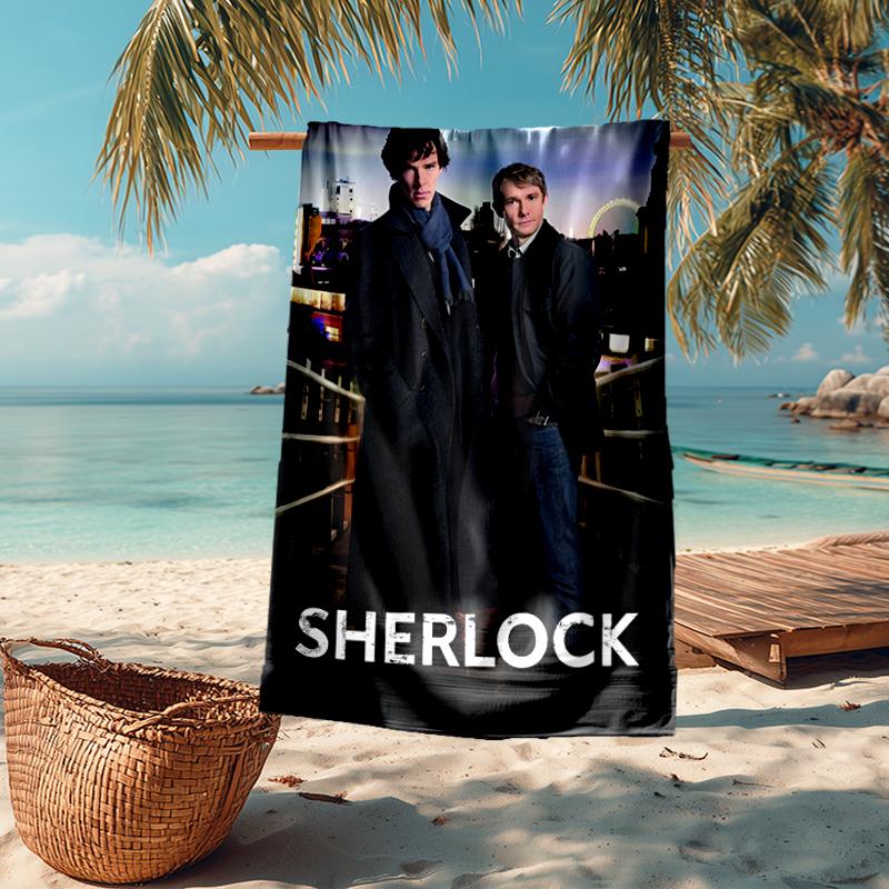 Ultra-Soft Beach Towel with Sherlock Theme,Ideal for Pool - Camping, Diving - Perfect Travel Essential, Vibrant Beach Towel.