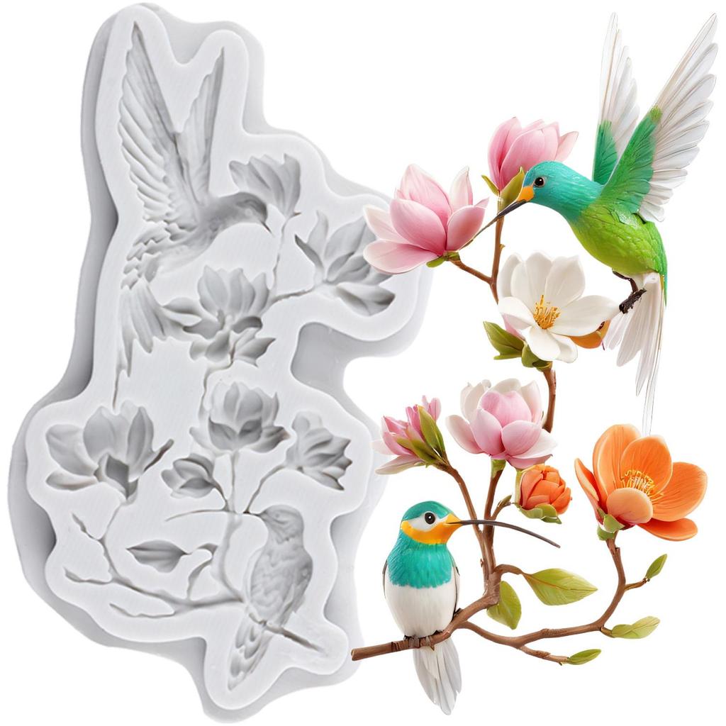 Hummingbird Silicone Mold Chrysanthemum Flower Fondant Molds Cake Decorating Tools Cupcake Topper Candy Sugar Craft Gum Paste Polymer Clay