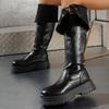 Autumn Winter New Thick Sole Increase Knee High Boots Women Brown PU Leather Ladies Long Boots Chunky Platform Punk Botas Mujer