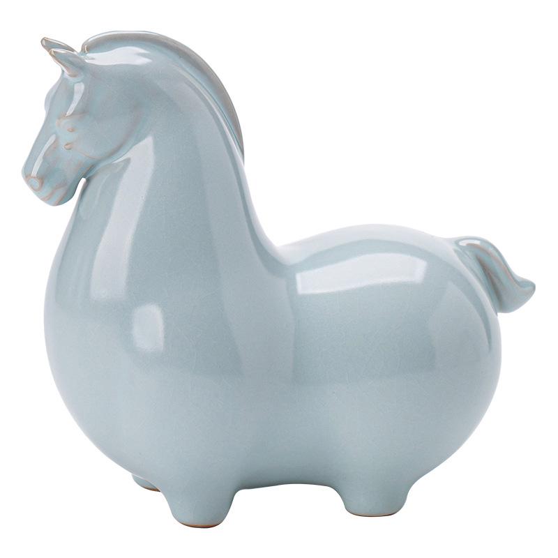 Elegant Creative Ru Ware Ceramic Horse Tea Pet – Tang Dynasty-Inspired Home Ornament and Souvenir Gift.