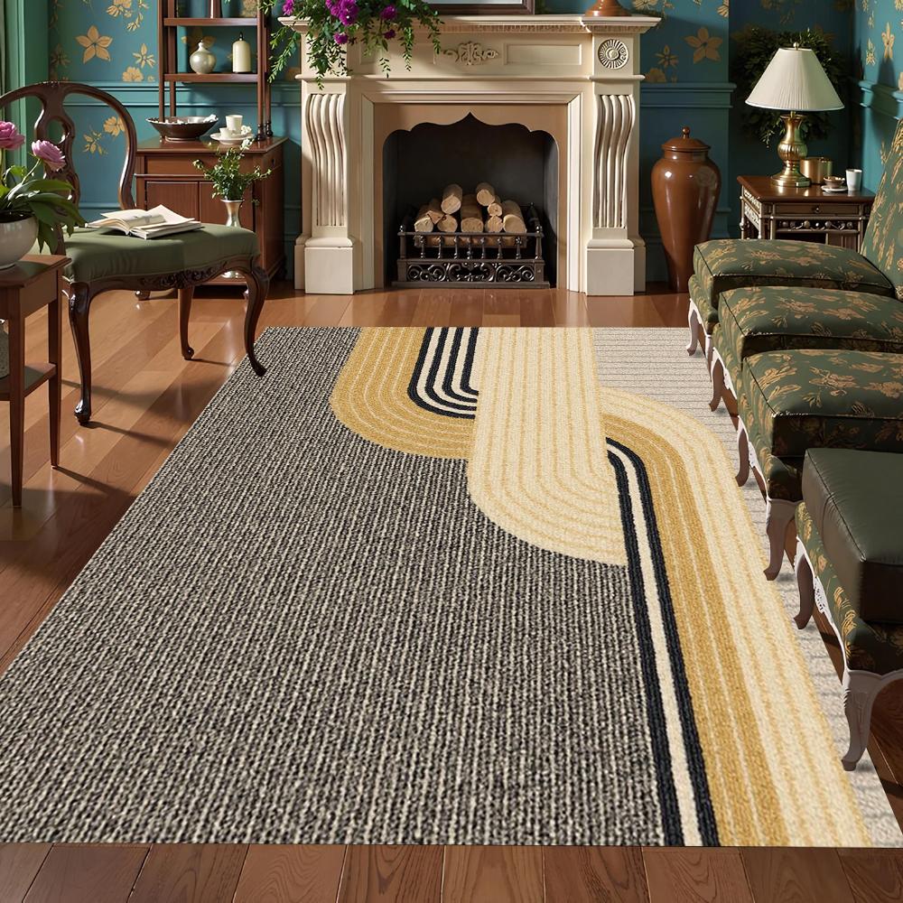Abstract Curve Pattern Area Rug Modern Art Minimalist Geometry Home Decor Carpet Soft Non-slip Mat for Living Room Bedroom