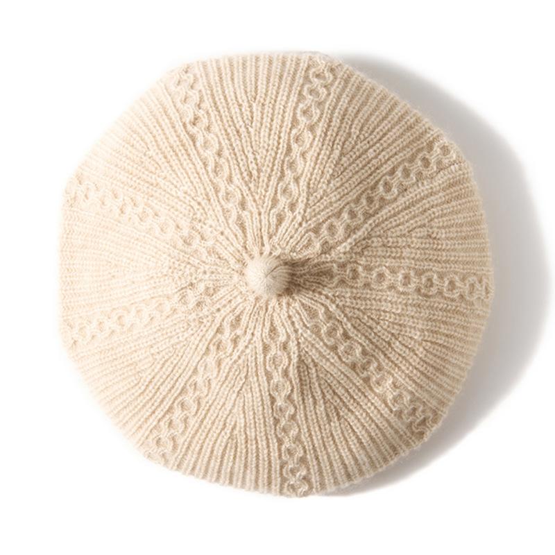 New Autumn and Winter Women's High End Knitted Outdoor Warm Ear Protection Hat Fashionable Knitted Casual Beret