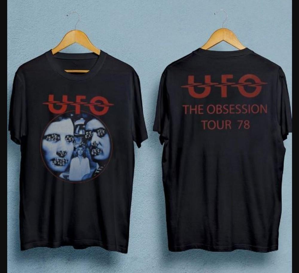Винтажная футболка для мужчин UFO The Obsession Tour Черная Унисекс Все Размеры Унисекс Футболка XXXXL