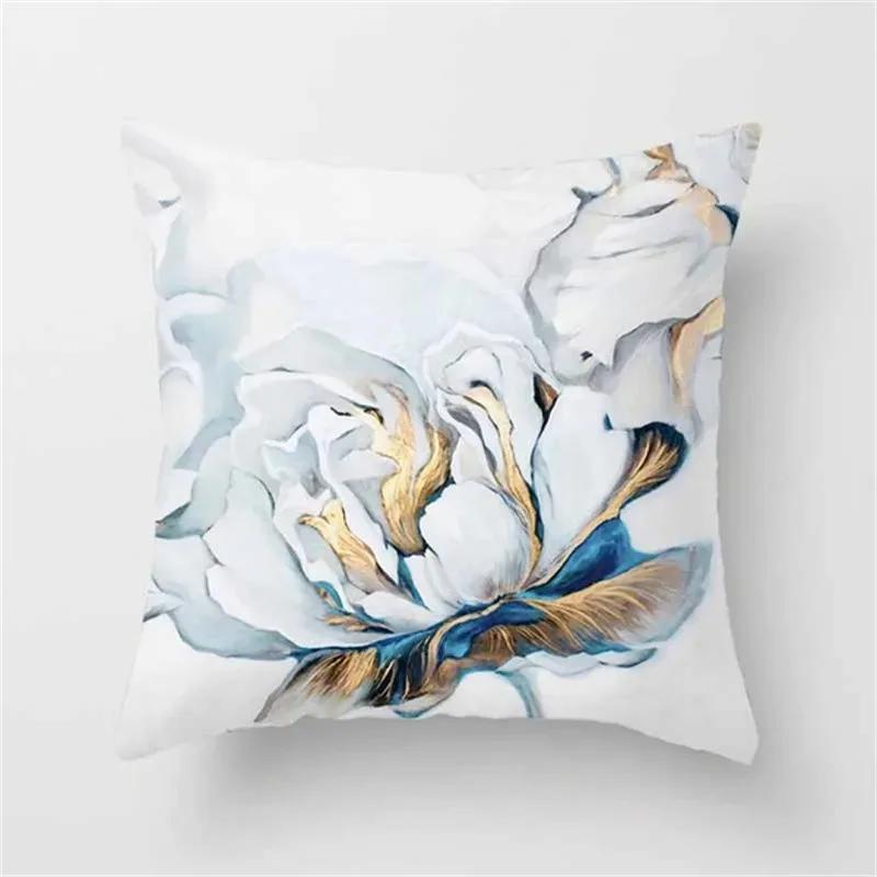 Oil Painting Floral Elegant Ginkgo Leaf Print Series Sofa Decorative Pillowcase Polyester Cushion Cover 45x45 Cm Home Decoration