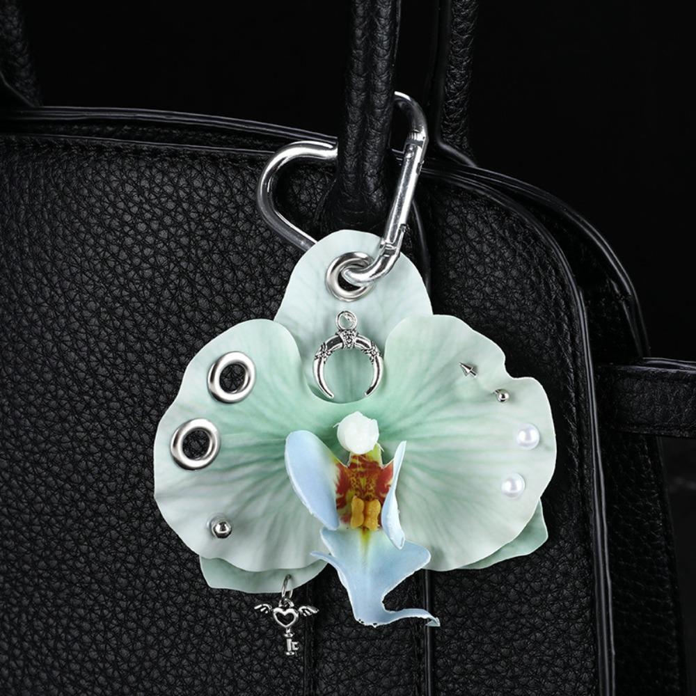 Fashion Simulation Flower Orchid Lily Keychain Colorful Backpack Decoration Flower Bag Pendant Gifts Backpack Hangings Decor