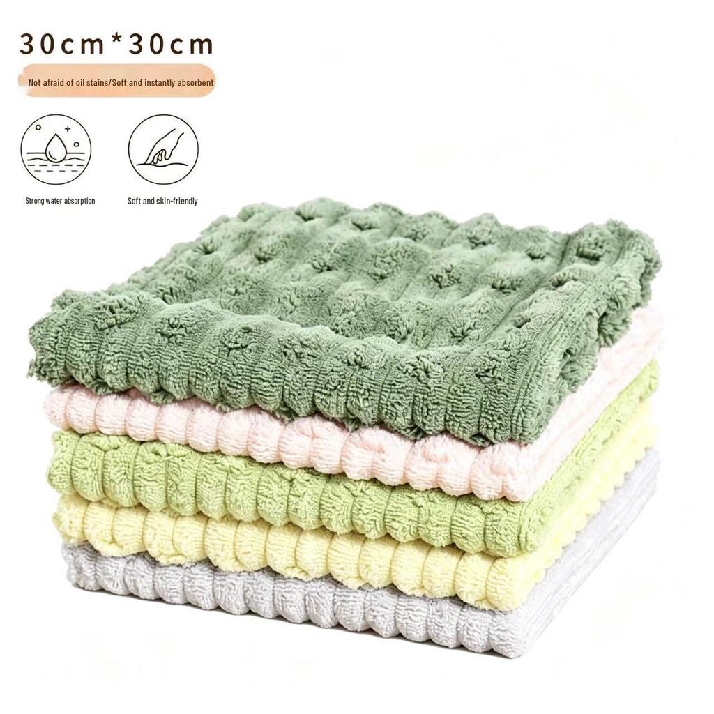 Absorbent Coral Fleece Bamboo Dishcloth: Lint-Free, Oil-Resistant Kitchen Cleaning Pad