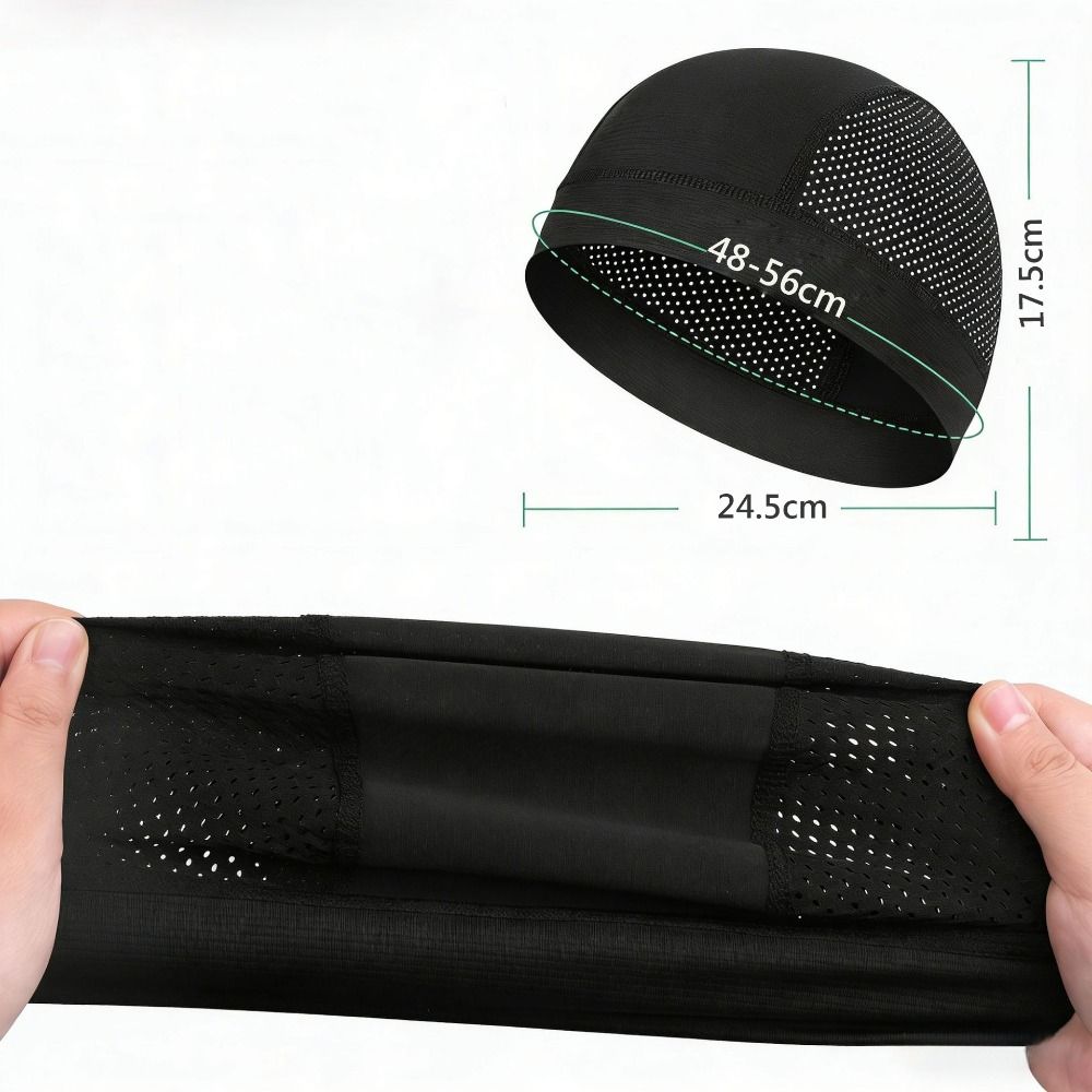 Casual Thin Mesh Skull Beanie Cap Quick Dry Breathable Cycling Helmet Liner Cap Sun Protection Solid Color Summer Cycling Cap