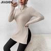 Women's Fashion Casual Fall Winter Solid Color Print Long Sleeve High Neck Sweaters