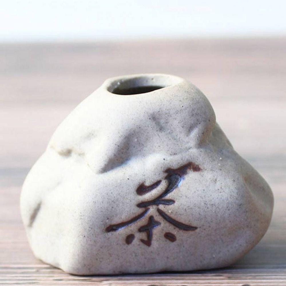 Ceramic Ceramic Zen Hydroponic Vase Rough Desktop Small Vase Retro Stone Shape Vase  Tea Table