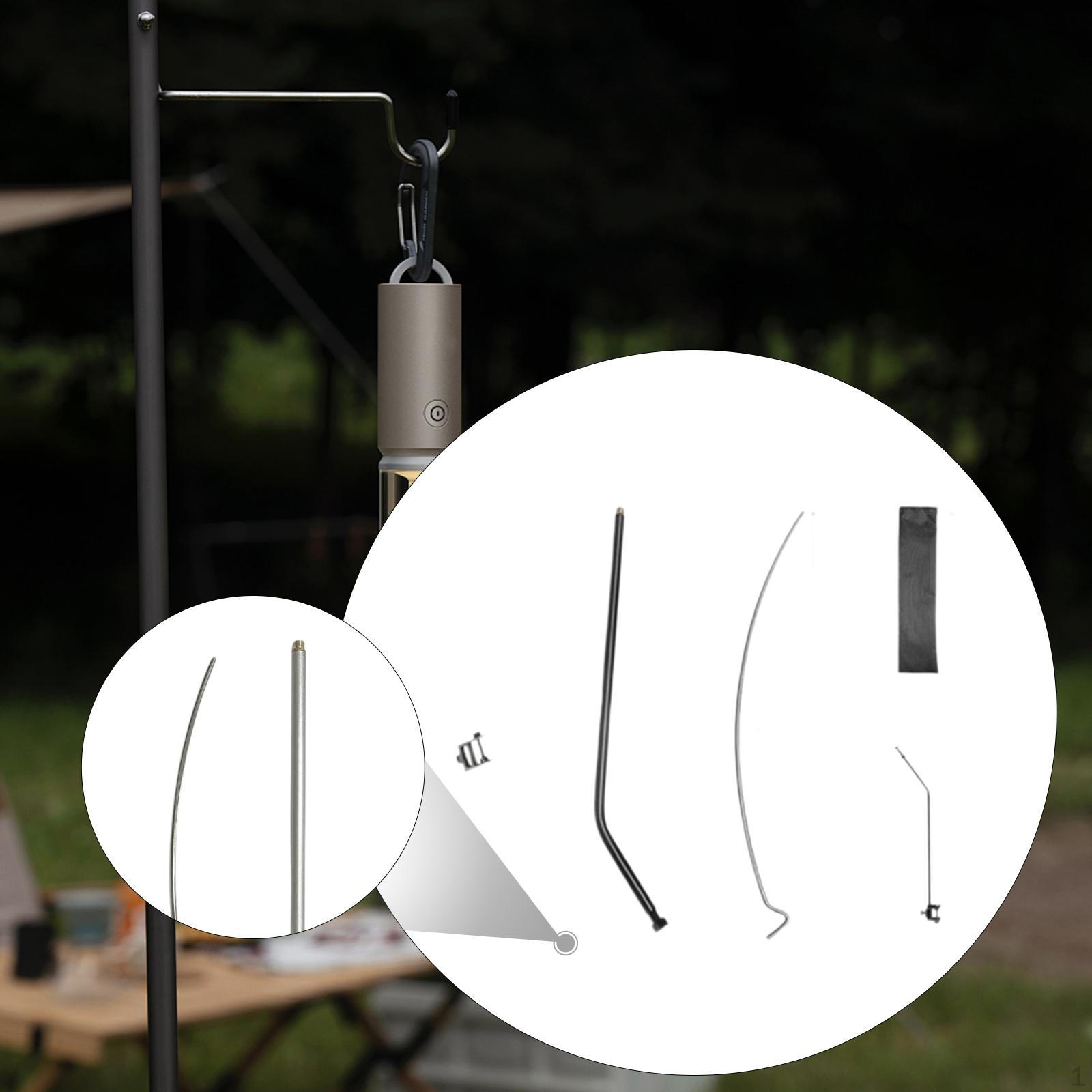 

Camping Light Stand Pole Hanger Foldable Lantern for Fishing Garden BBQ Traveling Black 1 Section
