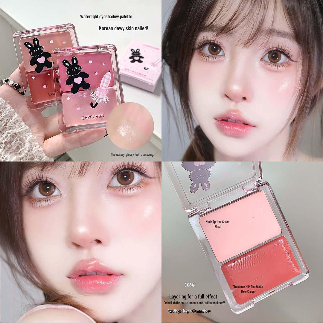 Cappuvini Velvet Rabbit Water Light Blush Palette - Natural No-Makeup Look for Students