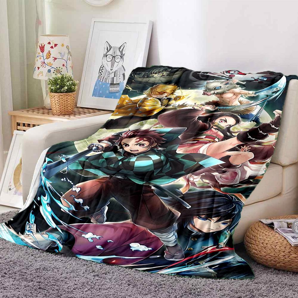 1pc Demon Slayer Characters Soft & Warm Flannel Blanket, Multi-Purpose Throw Blanket for Couch, Sofa, Office, Bed, Camping, Travel