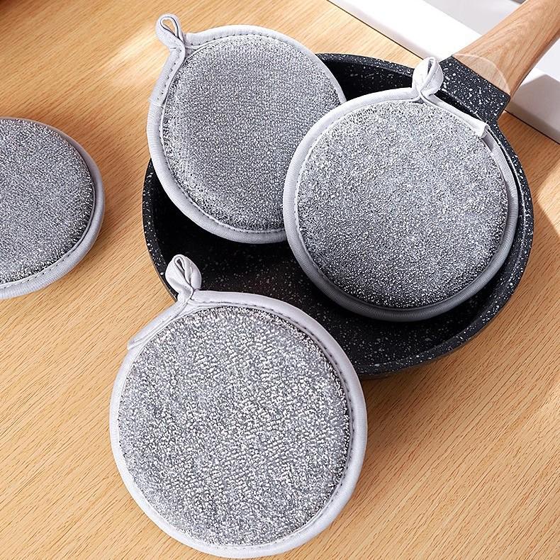 

Утолщенная двусторонняя губка для мытья посуды - Бытовая чистящая салфетка для мытья посуды на кухне Bulk Double-Sided Silver Sponge Scrubber серый