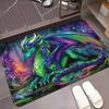 Green and Purple Dragon Rug - Fantasy Animal Non-Slip Floor Mat for Bedroom - Washable Indoor Outdoor Entryway Carpet Rug