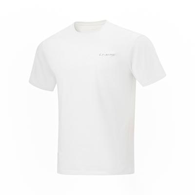 Li Ning Cool Tea T Quick-Dry Casual Sports Top Round Neck Pullover Short Sleeve T-Shirt Men Tops Standard-White ATSU641-1
