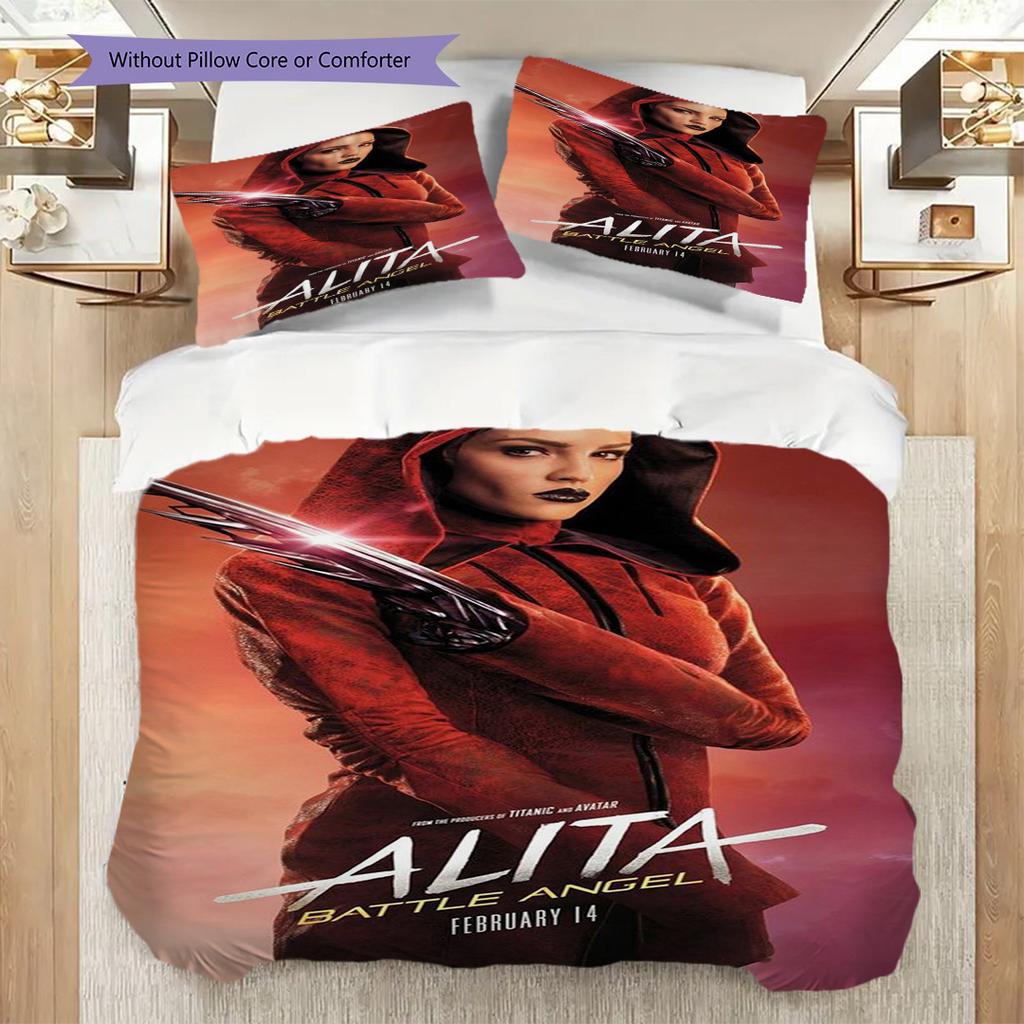 Future Warrior Alita Battle Angel Bedding (1 * duvet cover + 2 * pillowcase, without core) 2D Flat Soft and comfortable Christmas birthday gift