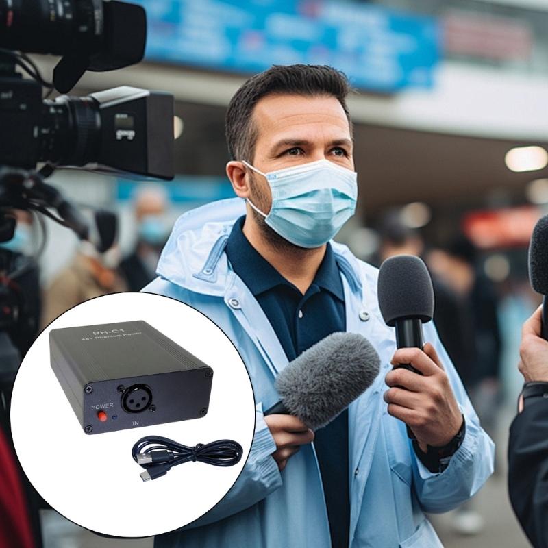 High Sensitivity Condenser Mics Metal Construction 48V Phantoms Power Rechargeable For Podcast Interviews