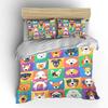 3pcs Various cartoon dog faces Print Bedding Set 1 Duvet Cover 2 Pillowcases for Adult and Children Luxury Gift Full Size