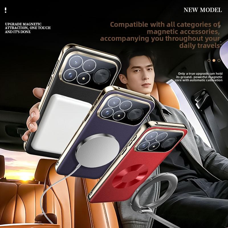 Luxury PU Leather Magnetic Phone Protection Case for Xiaomi Poco F9 Ultra F9 Pro F8 Ultra F8 Pro for Magsafe Wireless Charging Protective Cover
