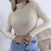Yousheng Women High Collar Bottoming Sweater Elastic Breathable Fabric Solid Color Knit Pullover Lazy Style Long Sleeve Slim Fit Sweater